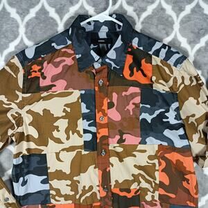 Diesel Shirt Mens Small Camo Patchwork Button Up Long Sleeve Avant Garde